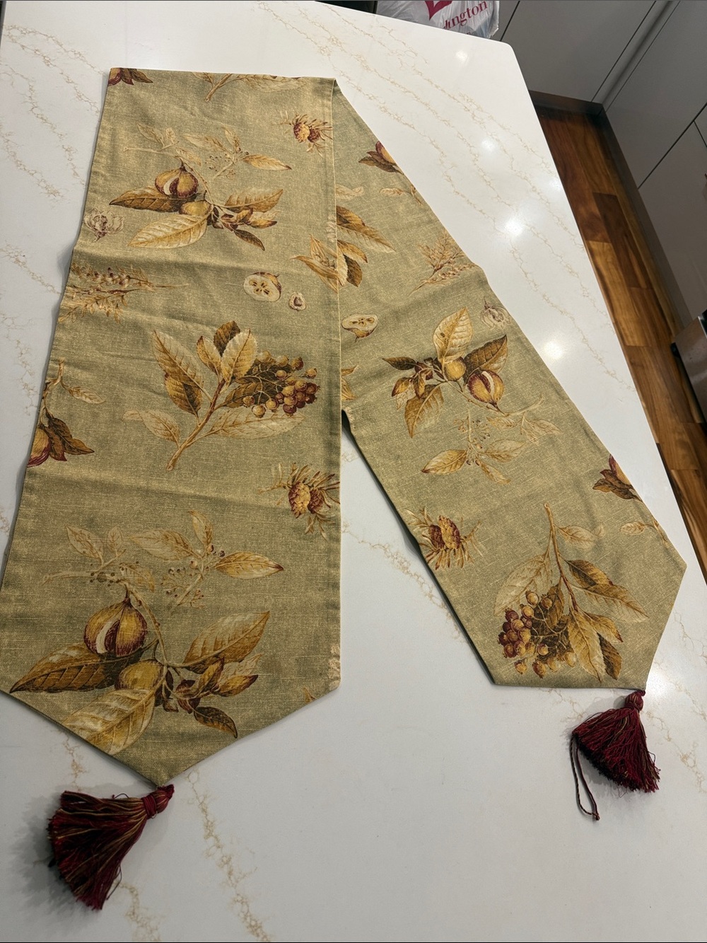 Floral Harvest Gold Table Runner with Tassels
84 inches longer